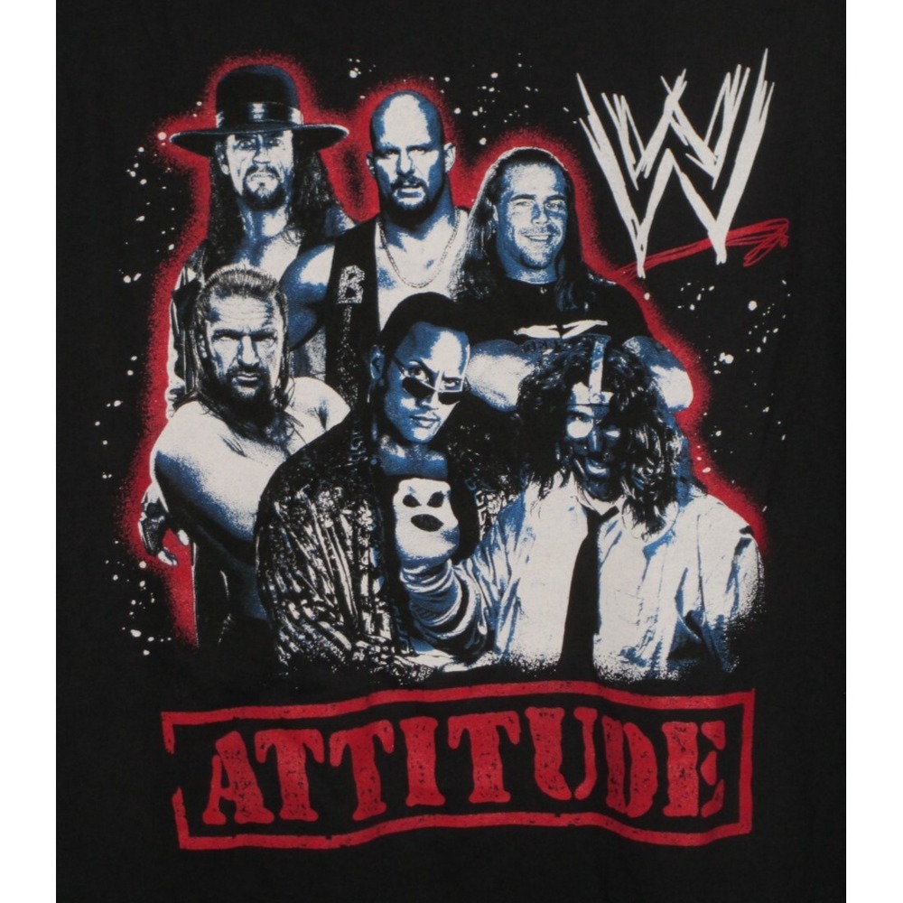 NEW WWE Legends Attitude Era Graphic Black Tee 3XL HHH HBK Rock Austin NWOT